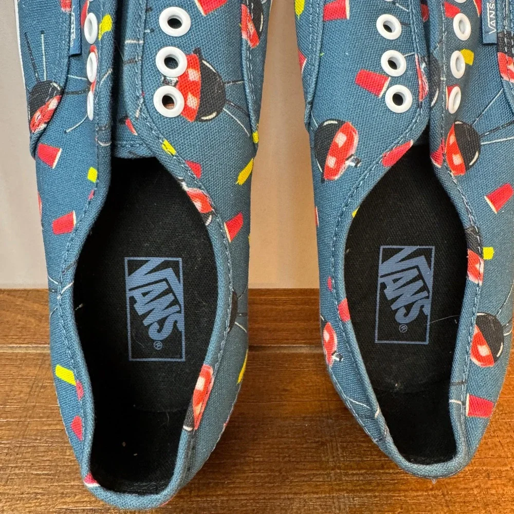 Vans Authentic BBQ Grill Red Cup Print Navy Blue Mens 11 Low Top Sneakers 721356 - Picture 8 of 9